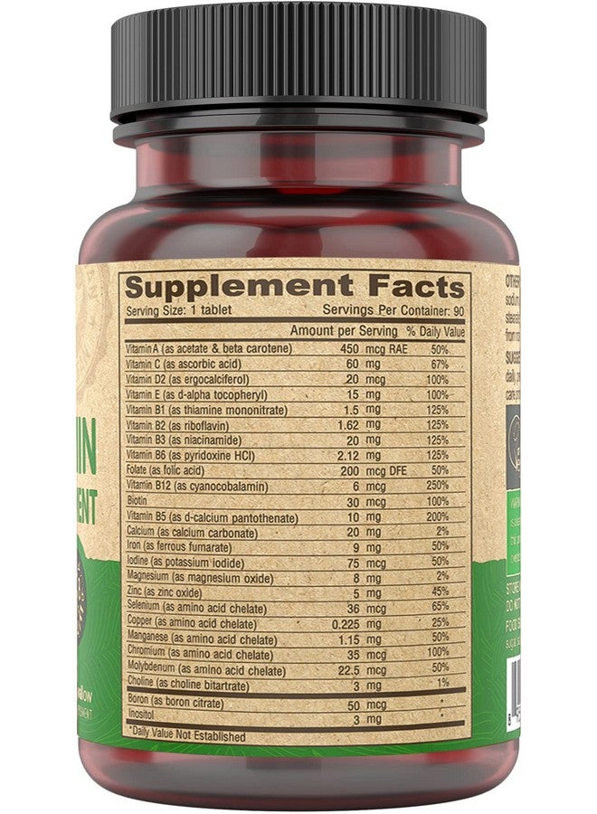 DEVA Vegan Multivitamin for Women & Men with Iron, Vitamin C, E, B Complex Vitamins, Zinc, 90 Tiny Tablets - Image 3