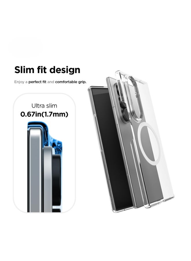 جراب شفاف مغناطيسي متوافق مع سامسونج جالاكسي Z Fold 7 – يدعم الشحن MagSafe، قوة مغناطيسية قوية، خامة PC ممتازة، حواف مقاومة للصدمات - Image 2