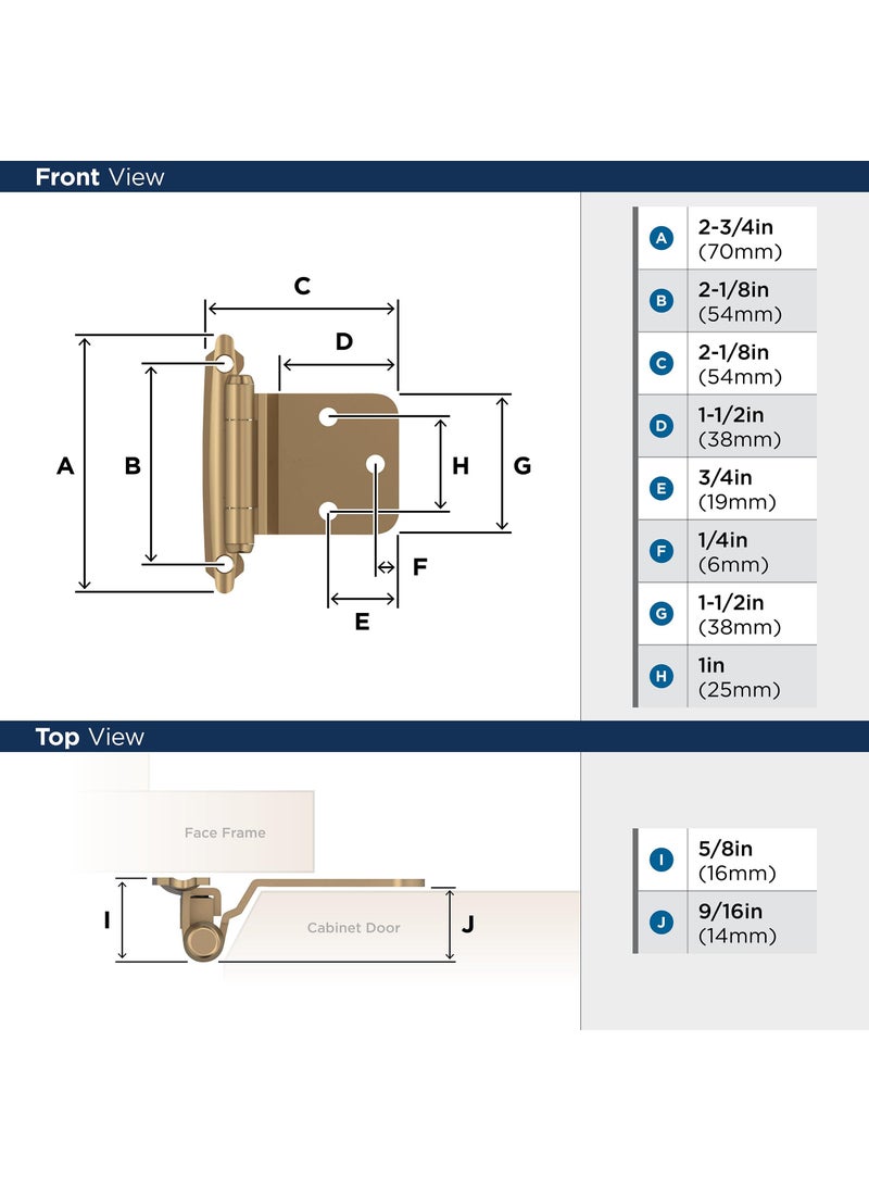 Amerock Amerock | Cabinet Hinge | Variable Overlay Hinge with Reverse Bevel | Polished Chrome | 2 Pack | Self-Closing Hinge | Face Mount Hinge | Cabinet Door Hinge  - Image 4
