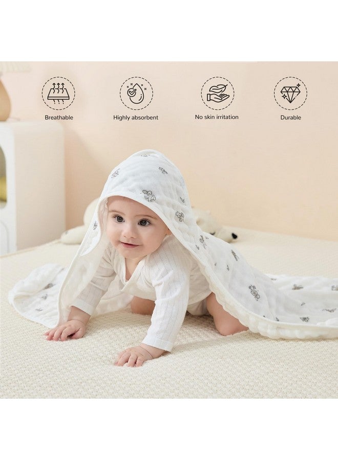 JELLYMONI Muslin Baby Hooded Bath Towels for Newborn, 2 Pack 100% Cotton Baby Bath Towel with Hood for Baby, Infant, Toddler and Kids, Large 32 x 32 Inch Baby Bath Towels Soft and Absorbent - Image 2