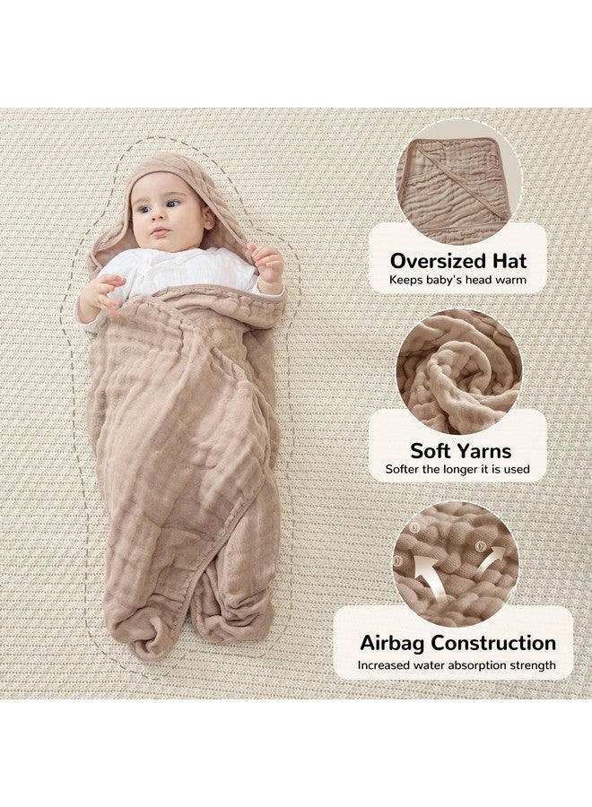 JELLYMONI Muslin Baby Hooded Bath Towels for Newborn, 2 Pack 100% Cotton Baby Bath Towel with Hood for Baby, Infant, Toddler and Kids, Large 32 x 32 Inch Baby Bath Towels Soft and Absorbent - Image 3