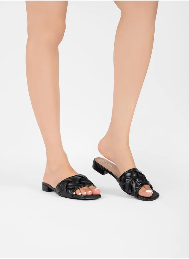 RAID Textured Strap Low Heel Sandals by Styli