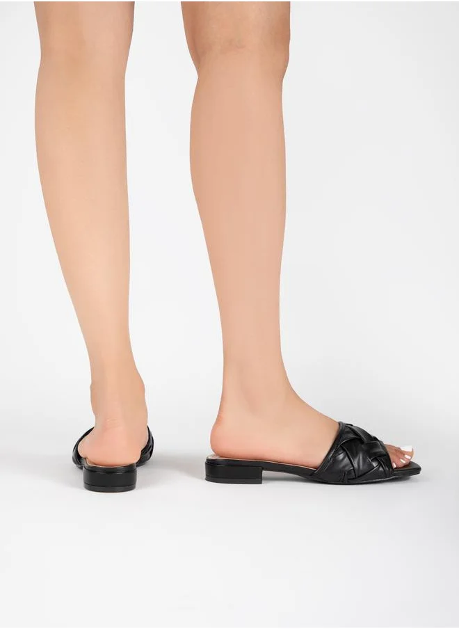RAID Textured Strap Low Heel Sandals by Styli