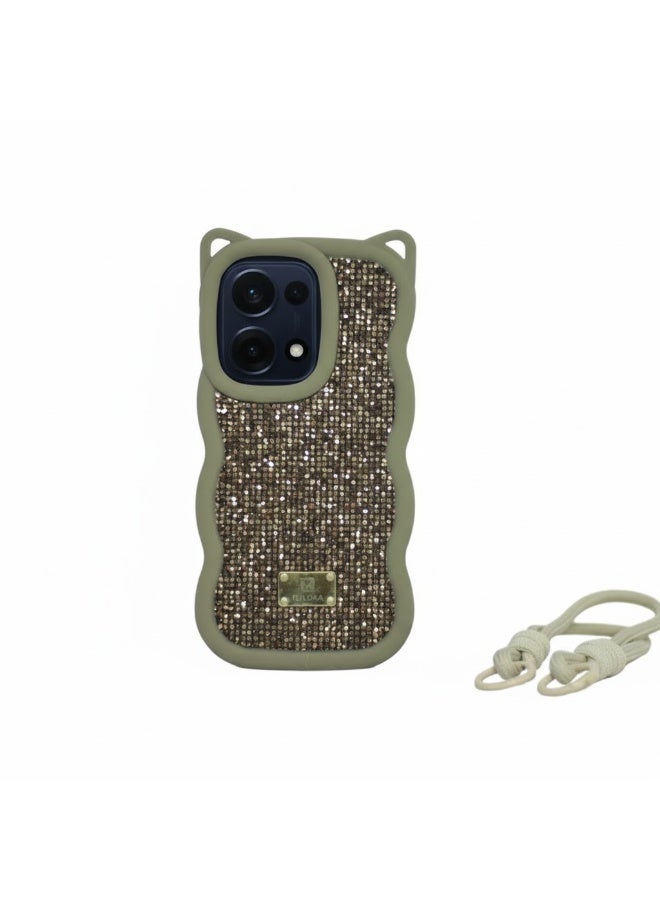 Diamond silicone case with a sun-kissed velvet interior, for oppo reno 13 (lite brwon)