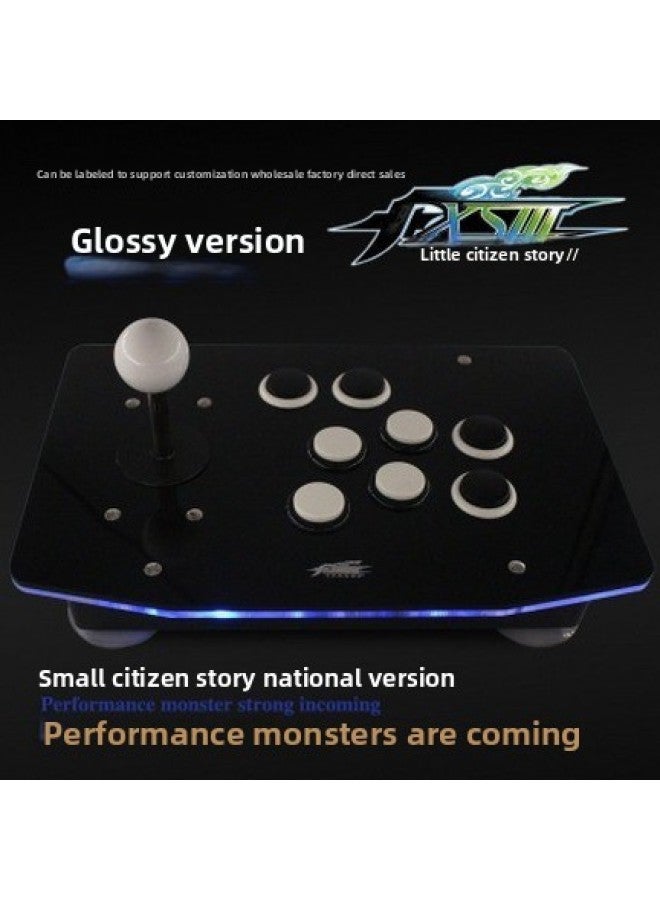 Direct Controller PC USB Game Rocker Computer/mobile Phone Arcade Rocker Boxing Emperor Game Rocker-Product Color:02 Face Light Version Of Pure Black Key Computer  - Image 4