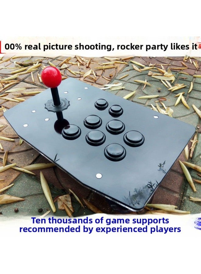 Direct Controller PC USB Game Rocker Computer/mobile Phone Arcade Rocker Boxing Emperor Game Rocker-Product Color:02 Face Light Version Of Pure Black Key Computer  - Image 3