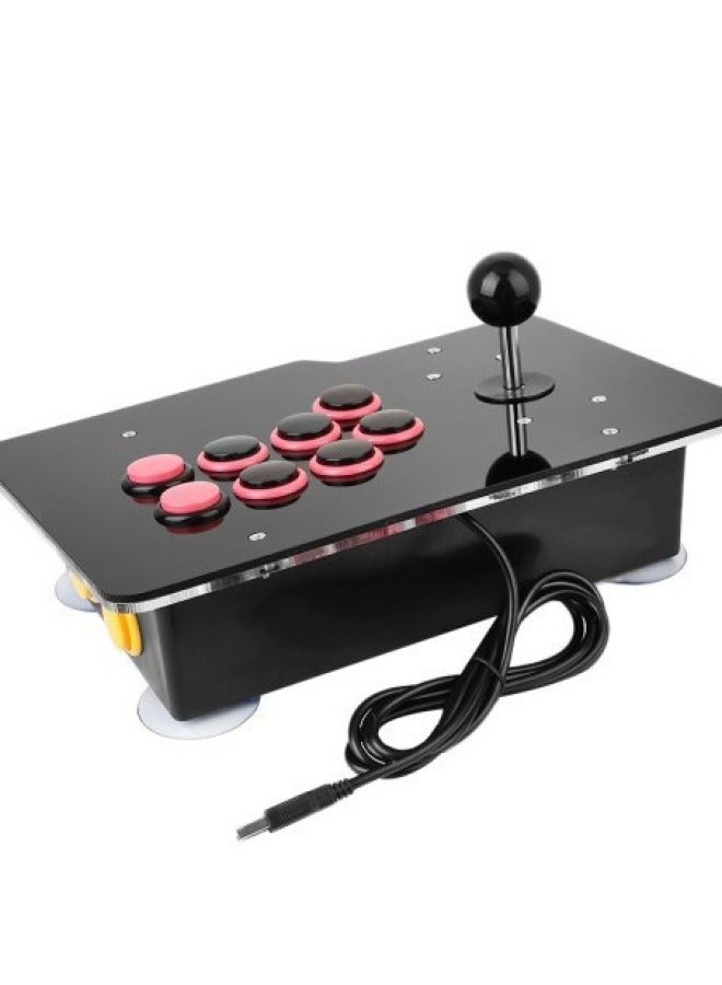 Direct Controller PC USB Game Rocker Computer/mobile Phone Arcade Rocker Boxing Emperor Game Rocker-Product Color:02 Face Light Version Of Pure Black Key Computer  - Image 2