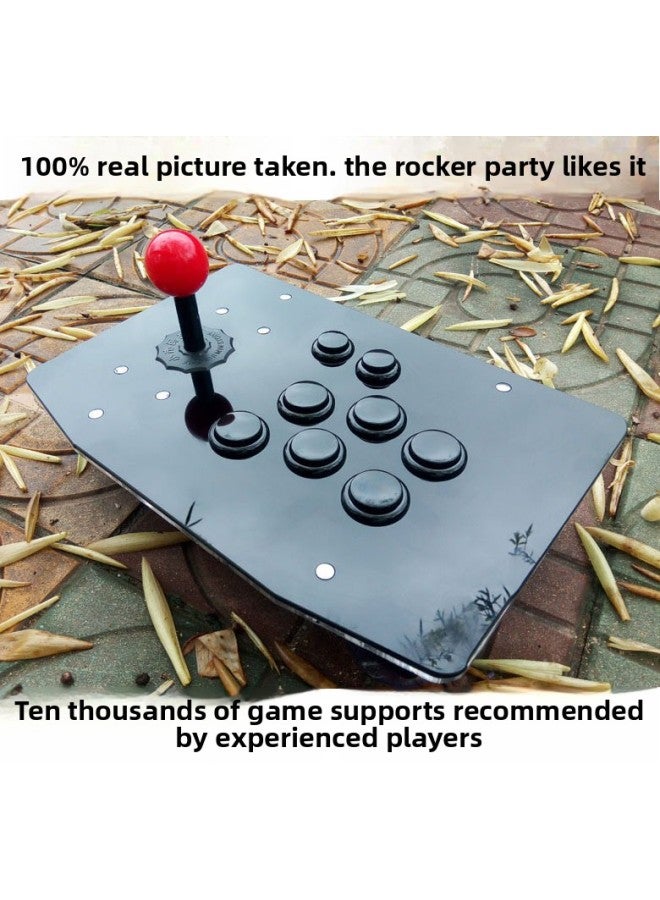 Direct Controller PC USB Game Rocker Computer/mobile Phone Arcade Rocker Boxing Emperor Game Rocker-Product Color:02 Face Light Version Of Pure Black Key Computer  - Image 1