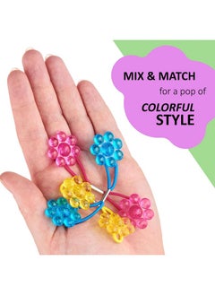 Expressions 24Pc Ponytailers Flower Twin Bead Ponytail Hair Elastics Collection Flowershaped Bright Multicolored Twin Hair Beads Bauble Hair Ties Ponytail Holders Kids Bobble Hair Tie Value Pack  - Image 4