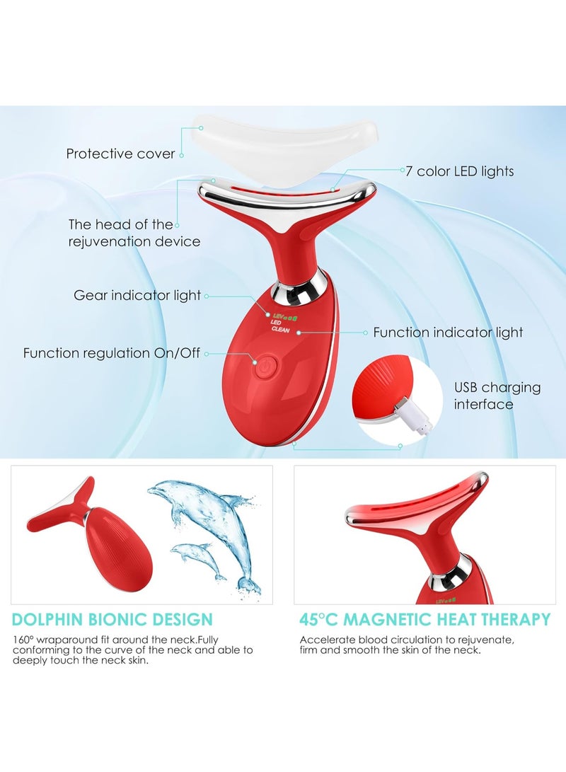 ACLIX Face and Neck Massager, Face and Neck Beauty Device, Multifunctional Facial Skin Care Tool, for Anti-aging, Lifting and Tightening Sagging Skin, Care Routine at Home | Red - Image 5