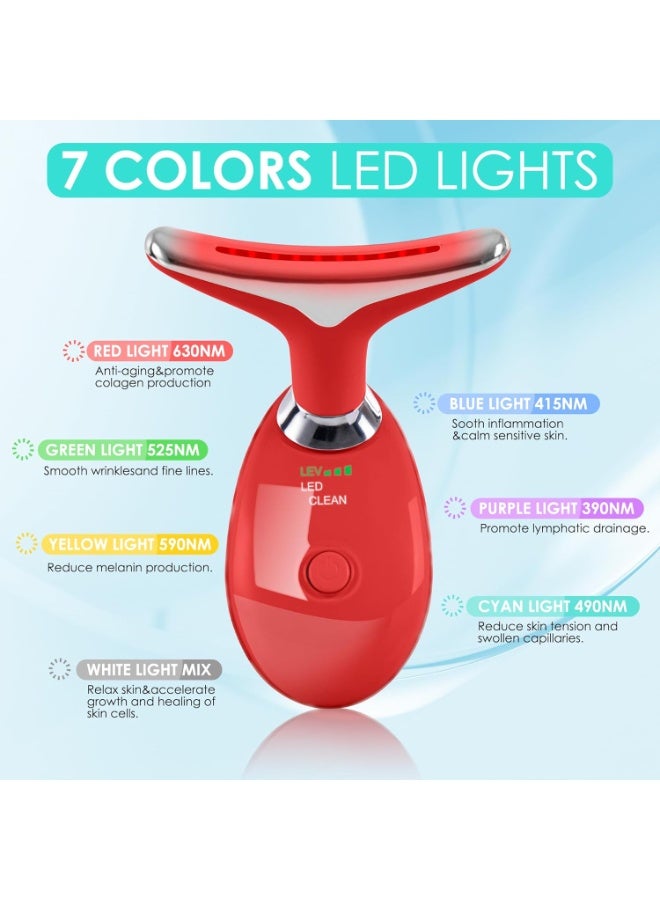 ACLIX Face and Neck Massager, Face and Neck Beauty Device, Multifunctional Facial Skin Care Tool, for Anti-aging, Lifting and Tightening Sagging Skin, Care Routine at Home | Red - Image 2