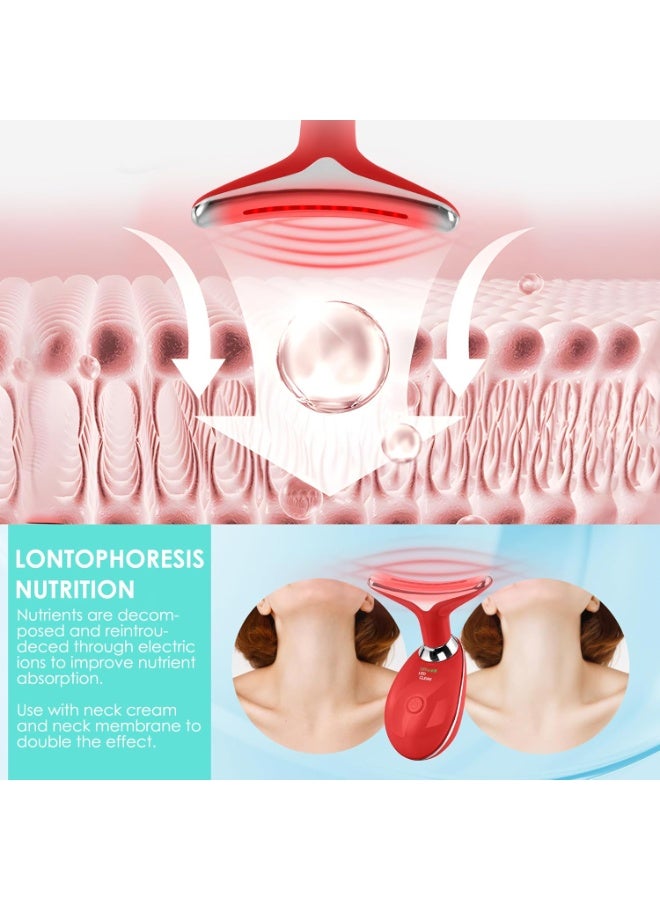 ACLIX Face and Neck Massager, Face and Neck Beauty Device, Multifunctional Facial Skin Care Tool, for Anti-aging, Lifting and Tightening Sagging Skin, Care Routine at Home | Red - Image 3