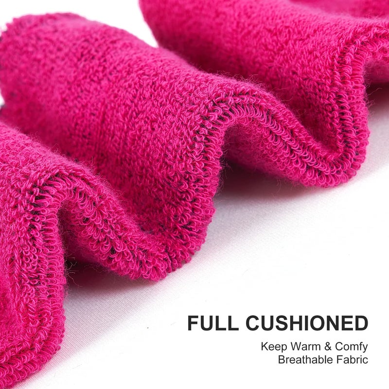 FITRELL 2 Pack Men's and Women's Ski Socks with Full Cushion Merino Wool Winter Thermal Knee High Warm Socks for Skiing Snowboarding, Rose Red+Purple Mixed, Small - Image 4