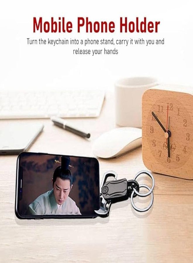 AKEEVA Multifunction Keychain For Men, Dual Ring Metal Car Key Chain With Cutter, Bottle Opener and mobile stand holde Spinner - Image 4
