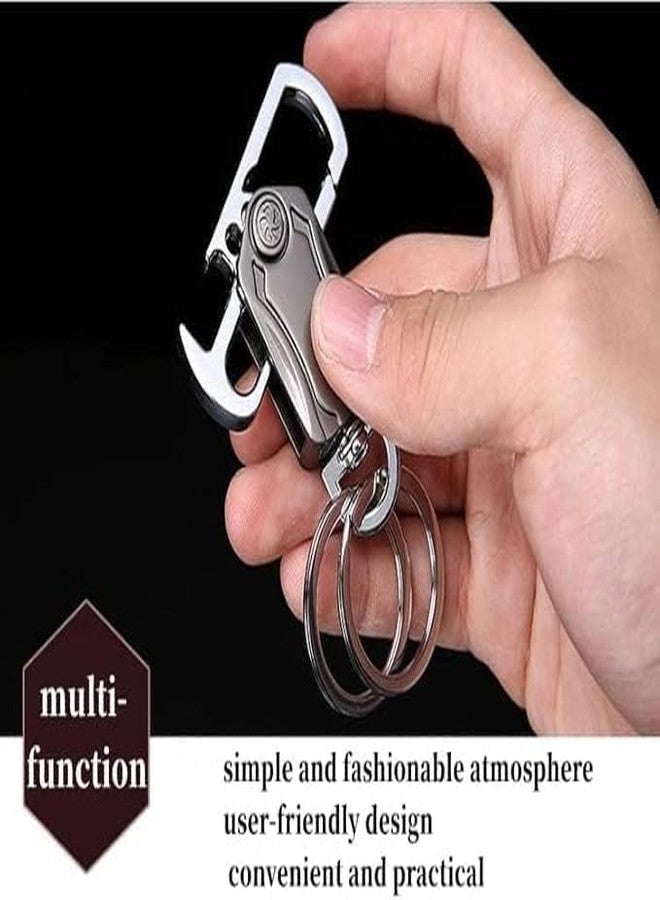 AKEEVA Multifunction Keychain For Men, Dual Ring Metal Car Key Chain With Cutter, Bottle Opener and mobile stand holde Spinner - Image 3