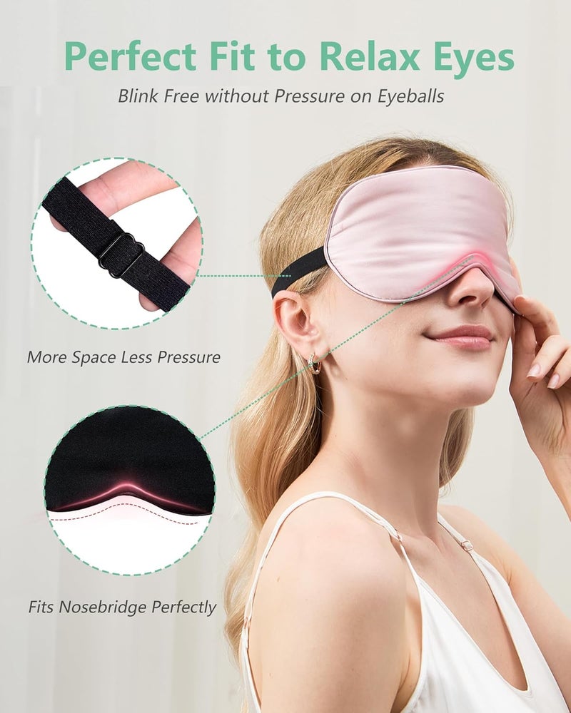 2 Pack 100% Real Natural Pure Silk Eye Masks with Adjustable Strap - Image 3