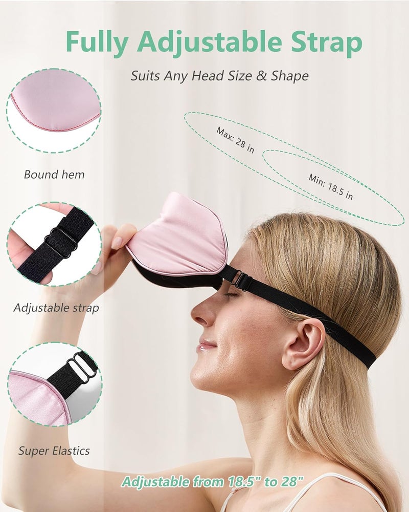 2 Pack 100% Real Natural Pure Silk Eye Masks with Adjustable Strap - Image 5
