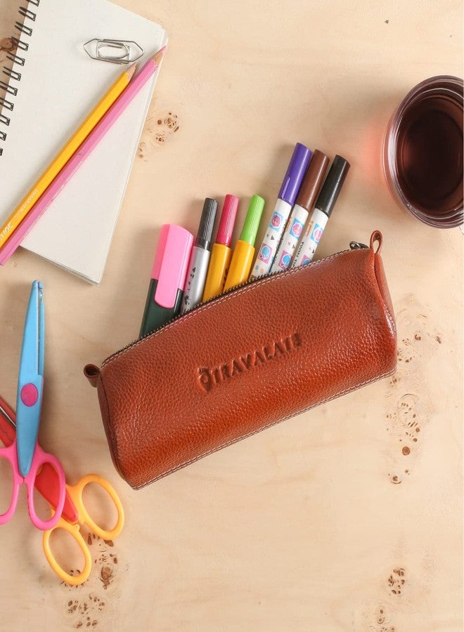 TRAVALATE Genuine Leather Utility Pouch/Toiletry Kit For Men And Women's -Ykk Zippers Orange, 9Cm - Image 5