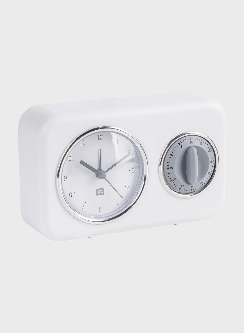 present time Nostalgia Clock With Kitchen Timer