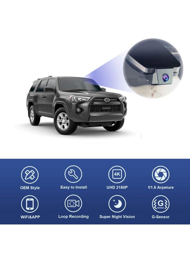 FITCAMX كاميرا داش فيت كام إكس 4K مناسبة لتويوتا 4Runner 2020-2024 TRD سبورت ليمتد برو أوف رود فينتشر SR5 بريميوم، مظهر OEM، فيديو UHD 2160P، واي فاي وتطبيق، مستشعر G، تسجيل متكرر، سهل الاستخدام، بطاقة 64GB - Image 3