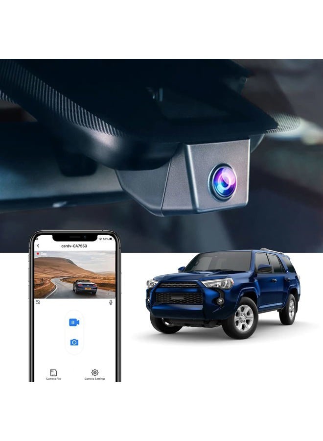 FITCAMX كاميرا داش فيت كام إكس 4K مناسبة لتويوتا 4Runner 2020-2024 TRD سبورت ليمتد برو أوف رود فينتشر SR5 بريميوم، مظهر OEM، فيديو UHD 2160P، واي فاي وتطبيق، مستشعر G، تسجيل متكرر، سهل الاستخدام، بطاقة 64GB - Image 1