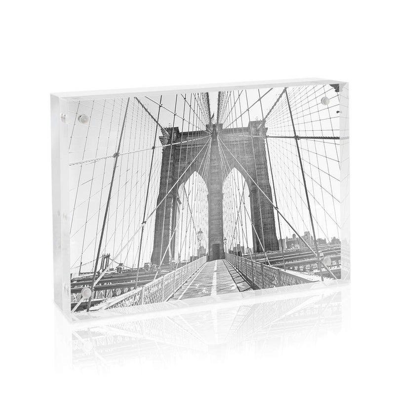 Isaac Jacobs Isaac Jacobs 35 x 5 Super Thick 23MM Thickness Clear Acrylic Magnetic Block Picture Frame DoubleSided Frameless Freestanding Floating Photos for Desktop  Tabletop Display 355x5  - Image 1