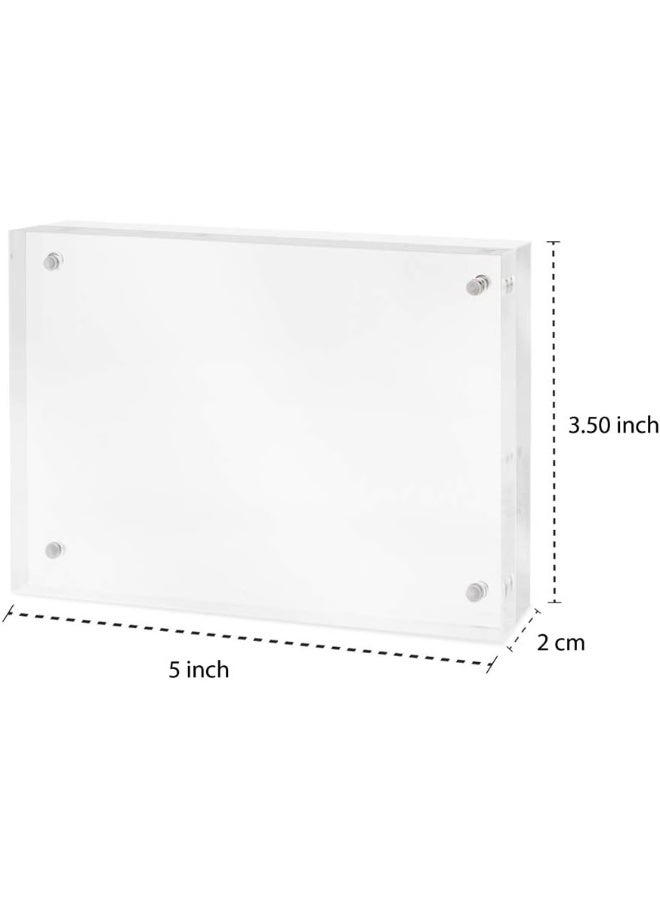 Isaac Jacobs Isaac Jacobs 35 x 5 Super Thick 23MM Thickness Clear Acrylic Magnetic Block Picture Frame DoubleSided Frameless Freestanding Floating Photos for Desktop  Tabletop Display 355x5  - Image 5