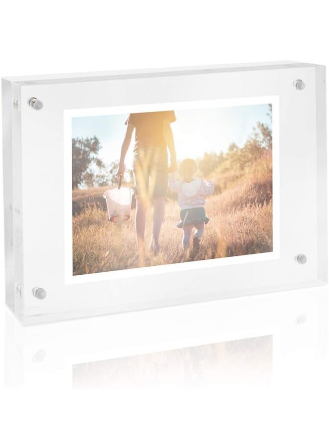 Isaac Jacobs Isaac Jacobs 35 x 5 Super Thick 23MM Thickness Clear Acrylic Magnetic Block Picture Frame DoubleSided Frameless Freestanding Floating Photos for Desktop  Tabletop Display 355x5  - Image 4