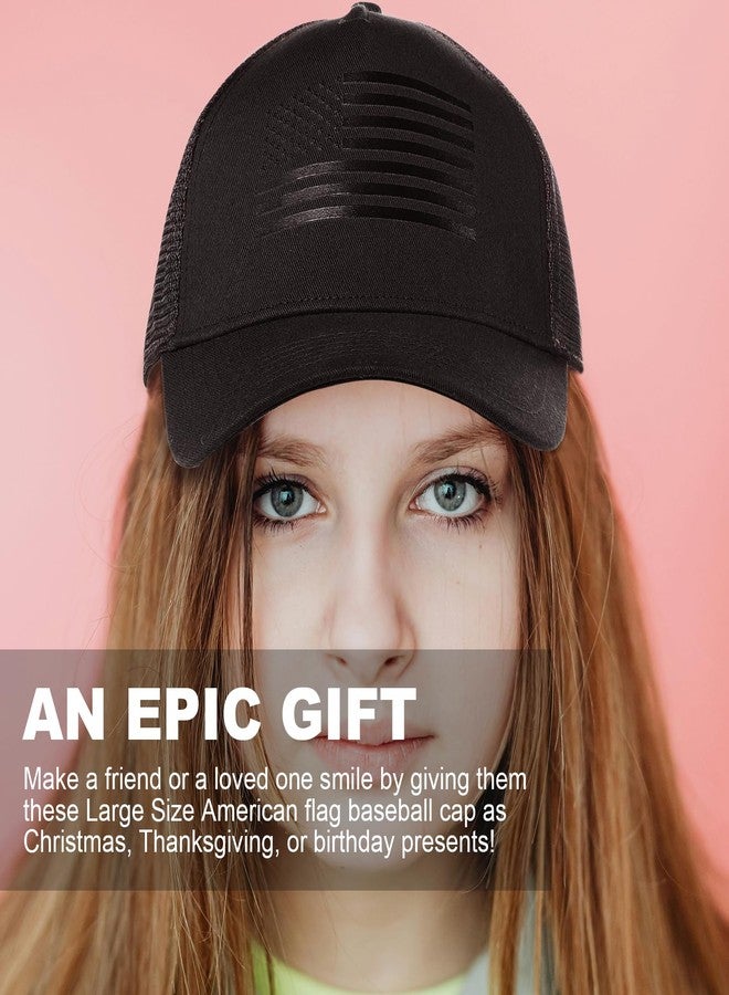 CHUANGLI Oversize XXL American Flag Trucker Hat Sport Snapback Hat, Large Size Breathable Mesh Baseball Cap for Men Big Head Black/Black - Image 5