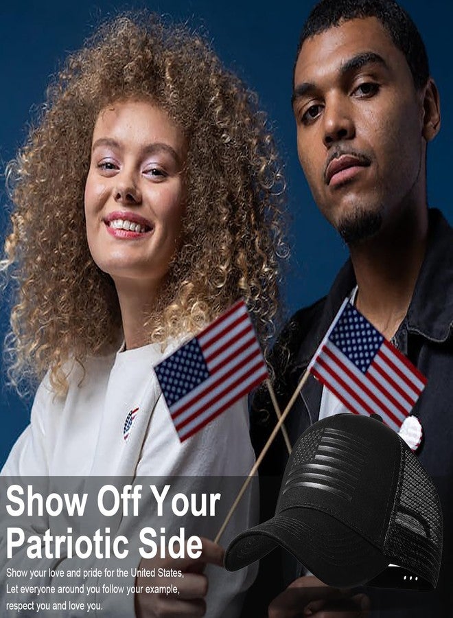 CHUANGLI Oversize XXL American Flag Trucker Hat Sport Snapback Hat, Large Size Breathable Mesh Baseball Cap for Men Big Head Black/Black - Image 3