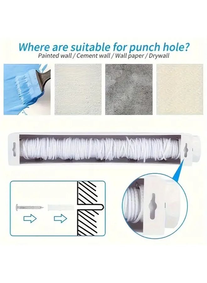 White Retractable Wall Mounted Clothesline 4 Line Automatic Invisible Laundry Rack - Image 5