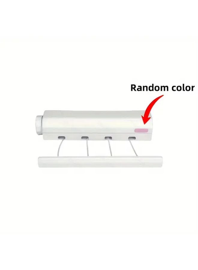 White Retractable Wall Mounted Clothesline 4 Line Automatic Invisible Laundry Rack - Image 1