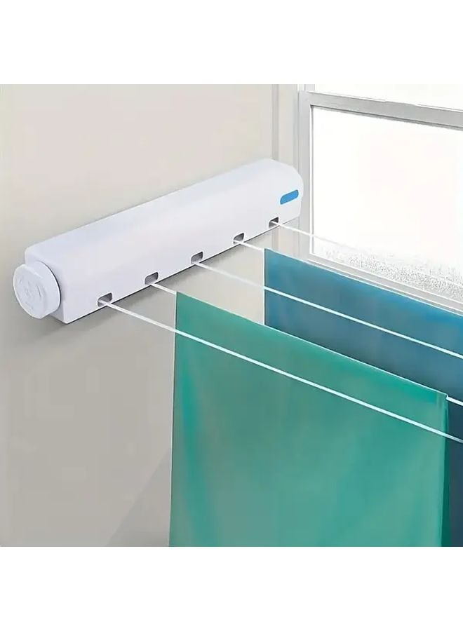 White Retractable Wall Mounted Clothesline 4 Line Automatic Invisible Laundry Rack - Image 3