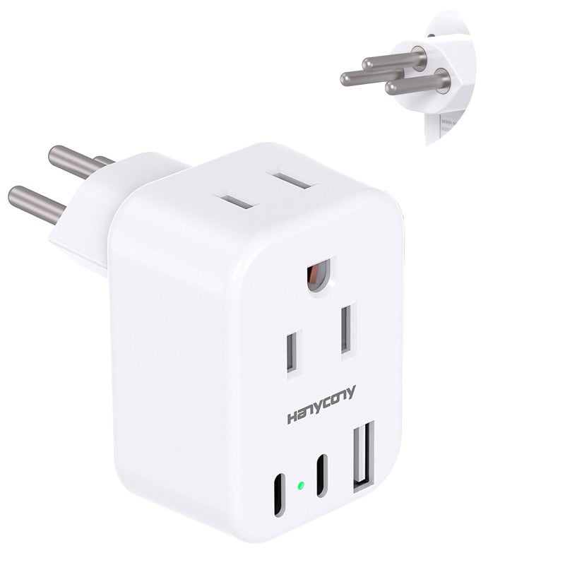 HANYCONY Switzerland Power Travel Plug Adapter, Type J Power Adapter with 2 Outlets 3 USB Ports(2 USB C) for US to Swiss Switzerland Liechtenstein Rwanda - Image 1