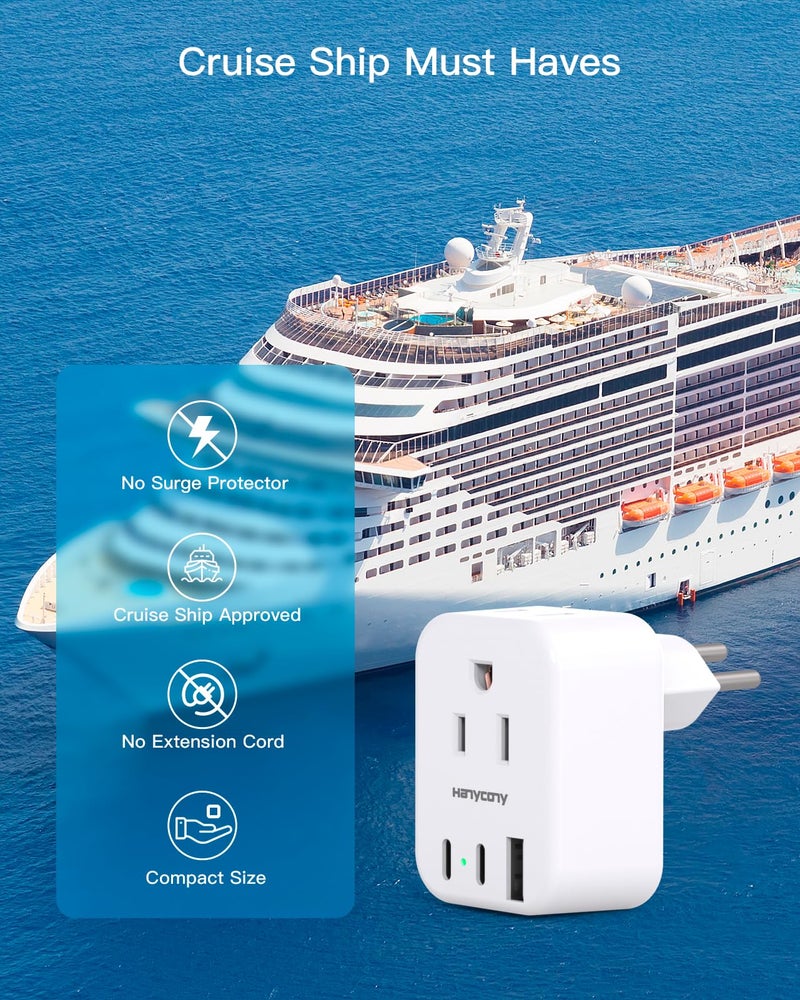 HANYCONY Switzerland Power Travel Plug Adapter, Type J Power Adapter with 2 Outlets 3 USB Ports(2 USB C) for US to Swiss Switzerland Liechtenstein Rwanda - Image 5