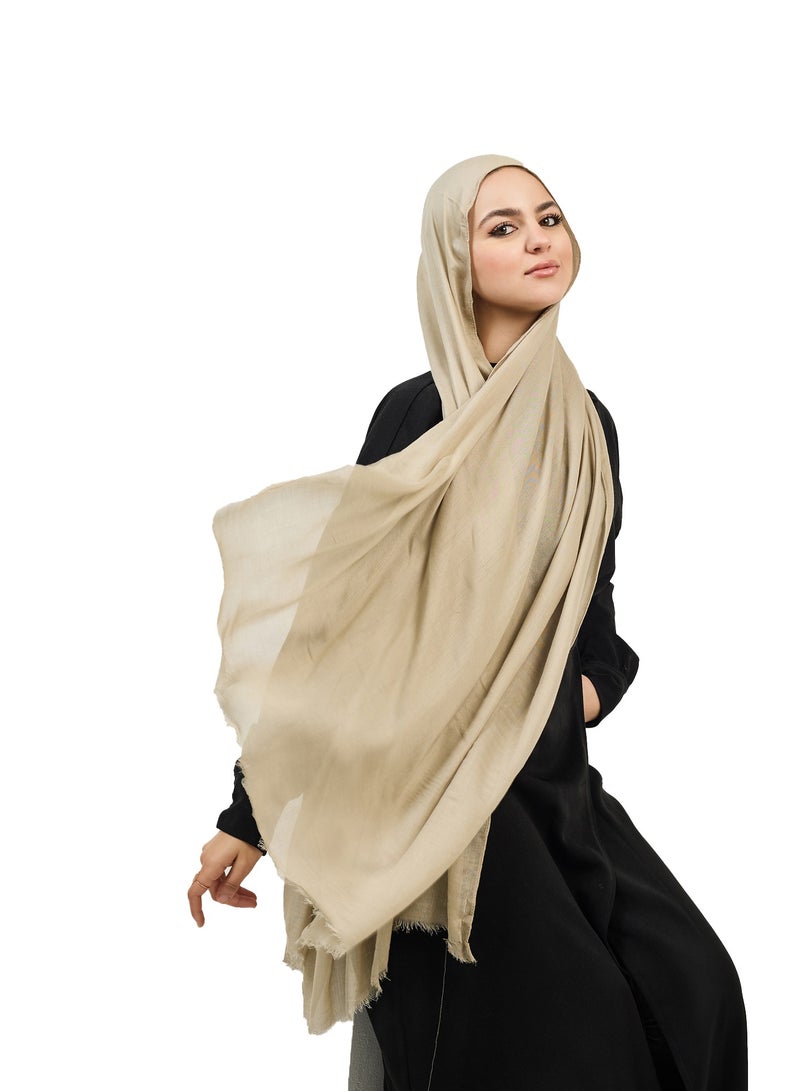 فلاور طرحة قطن مودال سادة -بيج وسط - Image 2
