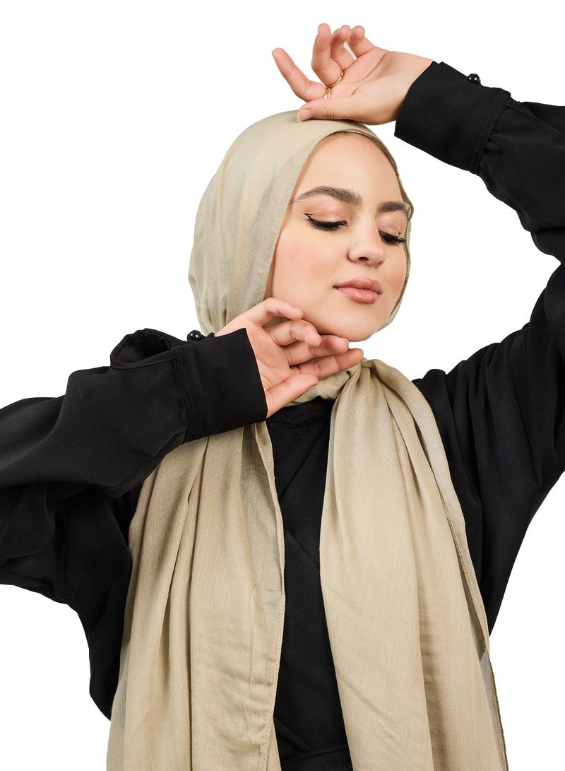 فلاور طرحة قطن مودال سادة -بيج وسط - Image 3