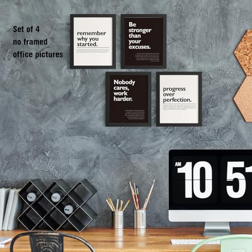 DSHFG Motivational Office Pictures Wall Decor Prints Set of 4, Black Motivational Wall Art Decor Retro Posters Prints for Office Home Decor, 8x10 Unframed - Image 5