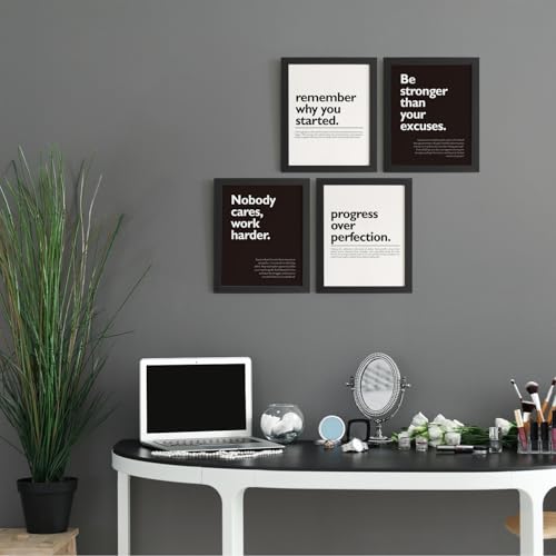 DSHFG Motivational Office Pictures Wall Decor Prints Set of 4, Black Motivational Wall Art Decor Retro Posters Prints for Office Home Decor, 8x10 Unframed - Image 4