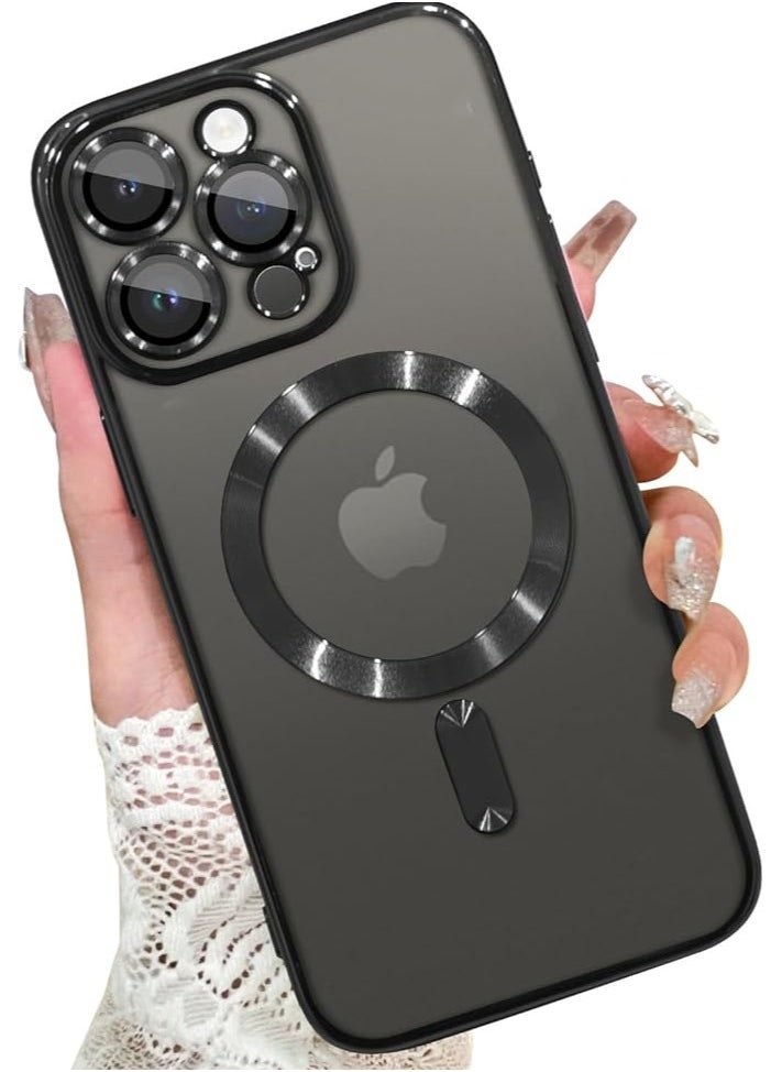 Generic - Magnetic Silicone Case Compatible with iPhone 15 Pro Max [Non-yellow] All-inclusive Soft-coated Transparent camera Lens Protection(Black) - Image 1