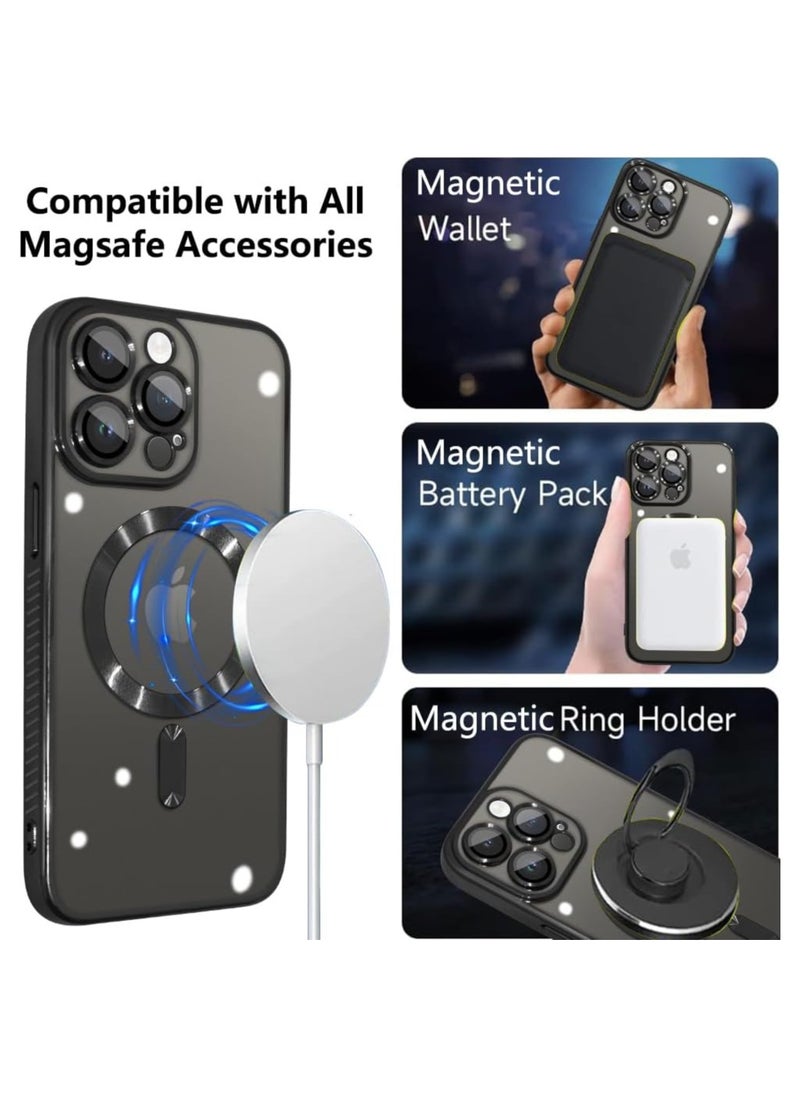 Generic - Magnetic Silicone Case Compatible with iPhone 15 Pro Max [Non-yellow] All-inclusive Soft-coated Transparent camera Lens Protection(Black) - Image 1