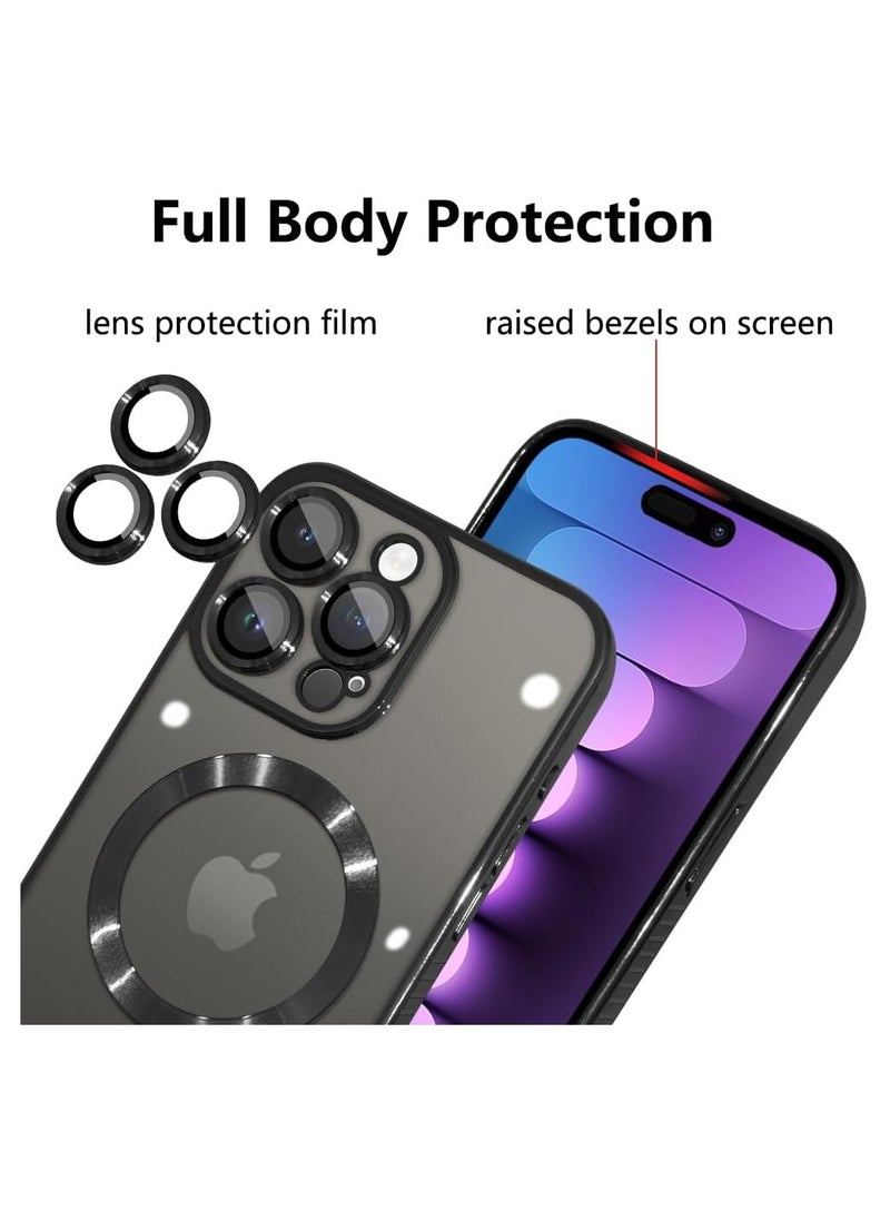 Generic - Magnetic Silicone Case Compatible with iPhone 15 Pro Max [Non-yellow] All-inclusive Soft-coated Transparent camera Lens Protection(Black) - Image 1