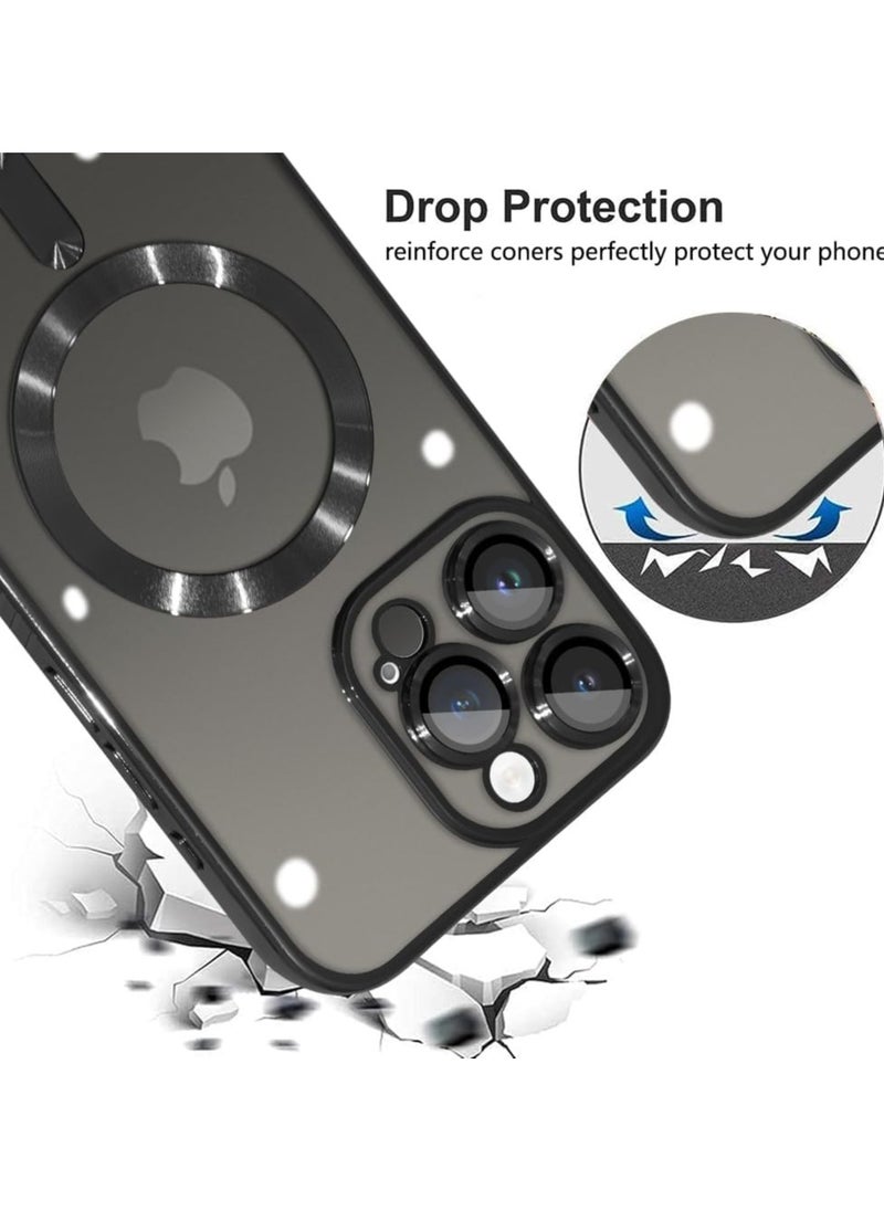 Generic - Magnetic Silicone Case Compatible with iPhone 15 Pro Max [Non-yellow] All-inclusive Soft-coated Transparent camera Lens Protection(Black) - Image 1