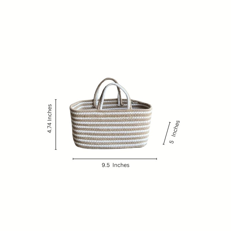 JASMEY HOMES Boho Spiral Storage Basket Multipurpose Caddy With Handle Storage Baskets With Handles Shelf Organizers Basket For Bathroom Kitchen Dorm Room Pantry Baby Products White - Image 4
