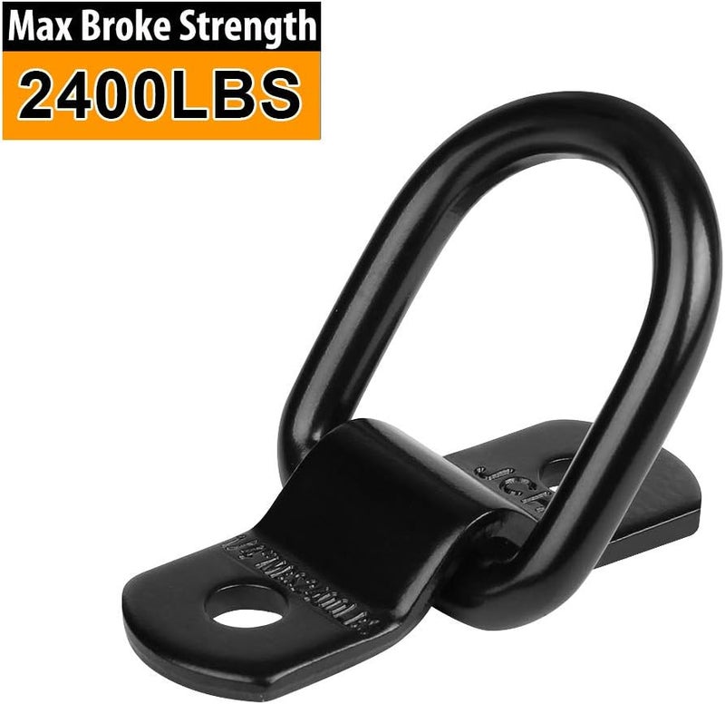 JCHL D Rings Tie Down Anchors Hooks for Trailer Truck Bed Bracket Enclosed Points Pickup Camper Surface Mount D-Ring Heavy Duty 1/4" 2400 Pound Capacity (4-Pack) - Image 3