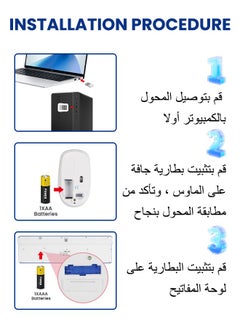 Necomi Arabic/English Wireless Keyboard and Mouse Combo, 2.4G USB Quiet Cordless Mouse Keyboard Set Ergonomic Full Size, for Computer Laptop PC, Windows, MacOS, Chrome OS  - Image 2