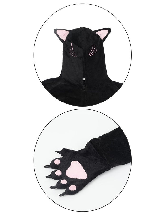Cuteshower Kids Black Cat Costume Animal Jumpsuit for Girls Halloween Dress Up Costumes (6-7 Years) - Image 5