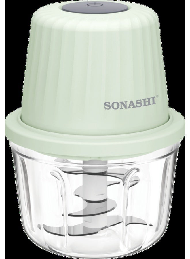SONASHI Rechargeable Mini Chopper - Bowl Capacity of 350ML | Portable Food Cutter Mincer for Dicing, Ginger, Chilli, Fruits, Onions, Vegetable |  Stainless Steel Blades with Detachable Design for Easy Cleaning 350 ml 30 W SMC-15 Aqua - Image 3