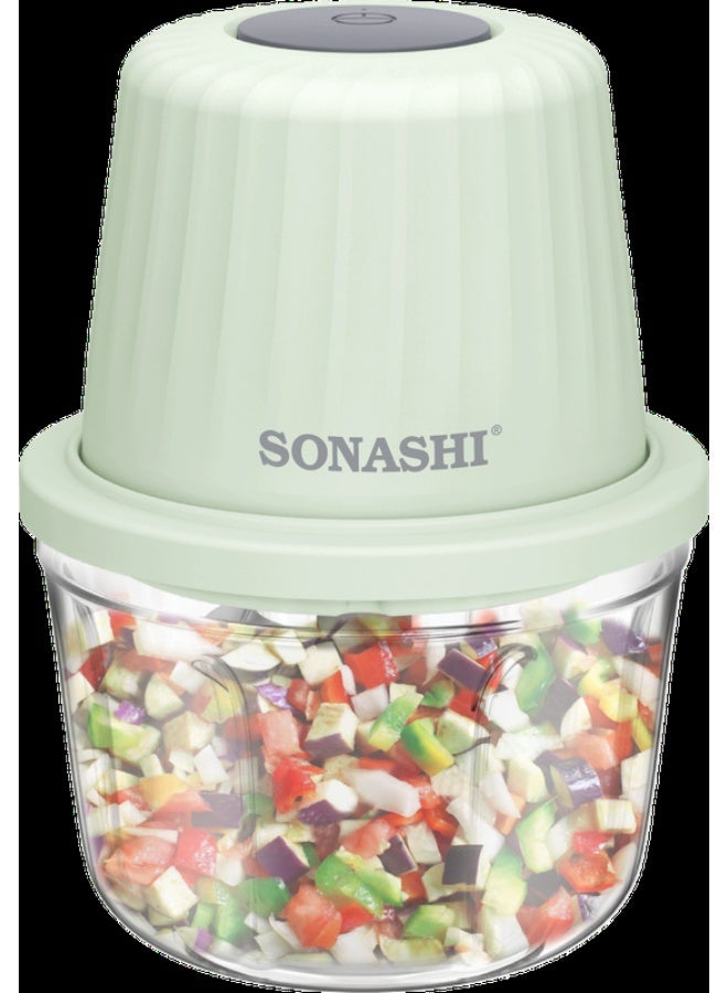 SONASHI Rechargeable Mini Chopper - Bowl Capacity of 350ML | Portable Food Cutter Mincer for Dicing, Ginger, Chilli, Fruits, Onions, Vegetable |  Stainless Steel Blades with Detachable Design for Easy Cleaning 350 ml 30 W SMC-15 Aqua - Image 1