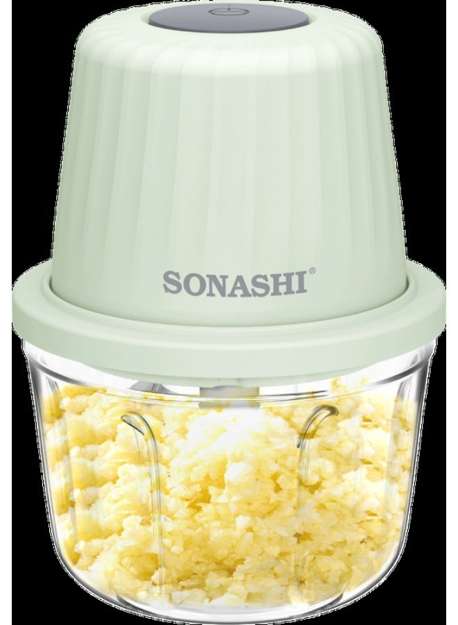 SONASHI Rechargeable Mini Chopper - Bowl Capacity of 350ML | Portable Food Cutter Mincer for Dicing, Ginger, Chilli, Fruits, Onions, Vegetable |  Stainless Steel Blades with Detachable Design for Easy Cleaning 350 ml 30 W SMC-15 Aqua - Image 2
